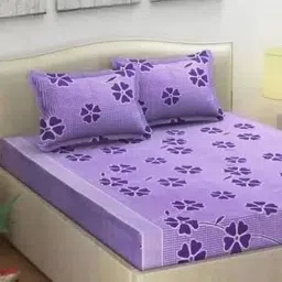 Aura Floral Printed 144 TC King Double Bedsheet with 2 Pillow Covers-picture-38