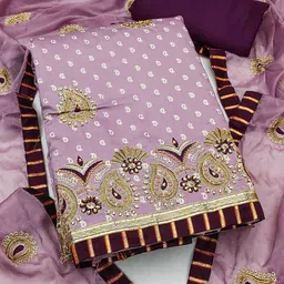 SHADOW & SAINING Embroidered Pure Cotton Semi-Stitched Dress Material-picture-24