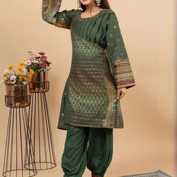 KIDAR Woven Design Round Neck Romantic Florals Tunic & Trousers image 5