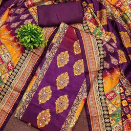 HERE&NOW Ethnic Motifs Printed Beads & Stones Unstitched Dress Material-picture-13