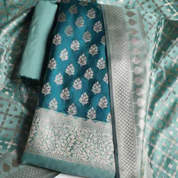 Meena Bazaar Floral Woven Design Chanderi Silk Unstitched Dress Material-picture-14