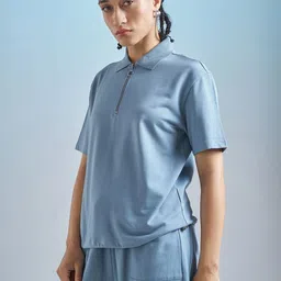 Street By Tokyo Talkies Women Relaxed Fit Shirt Collar Cotton Top image 2