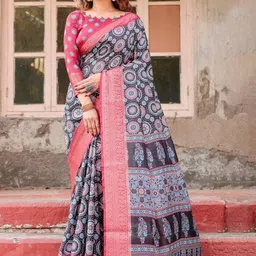 ALMAARI FASHION Ethnic Motifs Printed Banarasi Saree image 2