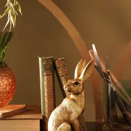 Pure Home and Living Gold-Toned & Black Rabbit Polyresin Figurine Showpiece-picture-42