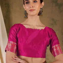 Sangria Woven Design Banarasi Saree With Unstitched Blouse Piece image 5