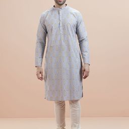 KISAH Men Floral Printed Regular Kurta with Churidar-picture-26