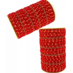 Adiba Fashion Factory Set Of 40 Red Glass Artificial Stones Bangle-picture-24
