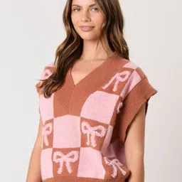 StyleCast Checked V-Neck Sweater Vest image 4