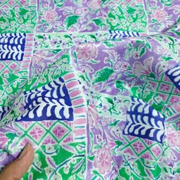 NK Textiles Floral Printed Block Print Unstitched Dress Material image 2