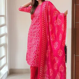 Aaghnya Women Ethnic Motifs Printed Regular Kurta Set With Dupatta-picture-33