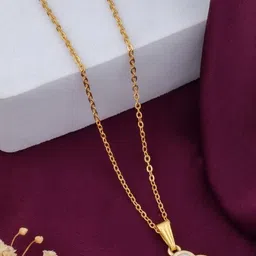 SZN Set Of 2 Gold-Plated Artificial Beaded Floral Shaped Enamelled Pendants With Chains image 2