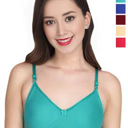 Liigne Pack Of 5 Solid Full Coverage Non Padded All Day Comfort Cotton Bra-picture-29