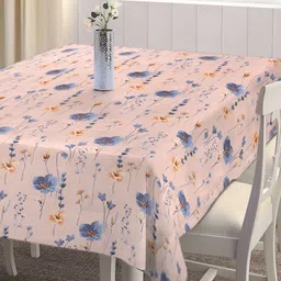 Arrabi Peach-Coloured & Blue Floral Printed 6-Seater Table Cover image 4