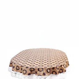 Stylista Brown & Beige Geometric Printed Waterproof 2.74 m x 1.52 m Oval Table Cover image 2