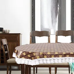 Stylista Brown 12 Pieces Geometric Printed Waterproof Table Cover image 2