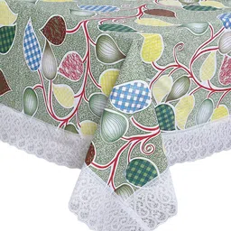 Dakshya Industries Green & White Printed 6-Seater Table Cover image 3