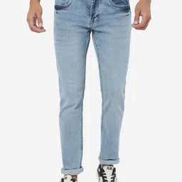 Greenfibre Men Clean Look Mid Rise Heavy Fade Cotton Slim Fit Stretchable Jeans image 2