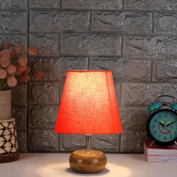 Devansh Orange Wooden Frustum Table Lamp image 2