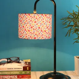 Devansh White & Pink Cotton Shade Iron Table Lamp image 5