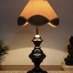 Devansh White Textured Contemporary Cotton Frustum Shaped Table Lamp image 2