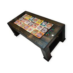 TANLOOMS Orange Coloured & Brown Rangoli Printed Silk Table Runner image 2