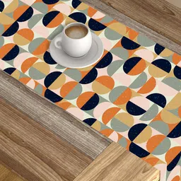 AEROHAVEN Black & Orange-Colored Digital Printed 4-Seater Table Runner image 4