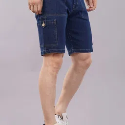 nivasu Dyed/Washed Men Dark Blue Denim Shorts-picture-10