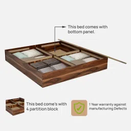 mintwud from pepperfry Maya King Size Bed with Box Storage In Vintage Sheesham Finish image 3