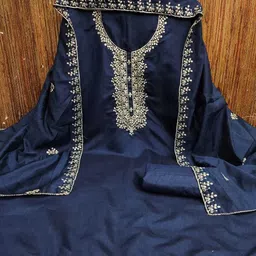 param silk Unstitched Art Silk Salwar Suit Material Embroidered image 2