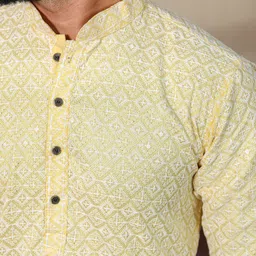 krikan Men Embroidered Khadi Silk Straight Kurta image 3