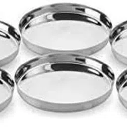 rajlaxmi Pack of 6 Stainless Steel KHOMCHA Dinner Set image 4