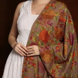 Exotic India Floral Embroidered Pure Wool Shawl image 2