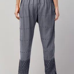 fambee Women Relaxed Grey Viscose Rayon Trousers image 2