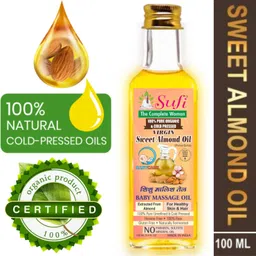 sufi New Advance Virgin Sweet Almond Baby Massage Oil. Organic! 100% Pure & Cold Press ! Natural Almond body massage oil is used to massage your little ones strengthens the bones, and boosts weakness and sickness. Almond massage oil babies made from unsaturated fats, nutrients, supplements, and required ingredients take care of the child's dry skin. Also, keep sound and sparkling skin every time. It is also the best for the child's body parts (from top-to-toe) that keeps the skin secure from unsafe microbes, etc. image 2