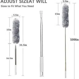 srbk fashion 100-inch Telescopic Microfiber Duster - Flexible Bendable Head, Washable, Grip Wet and Dry Duster image 3