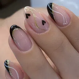 simple and beautiful nails with heart design in french added with gliterlines.-image-25