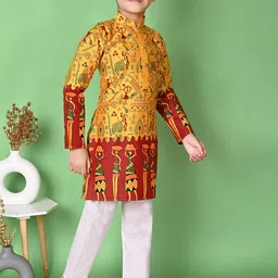 AHLAN APPARELS Boys Ethnic Motifs Printed Kurta with Pyjama image 4