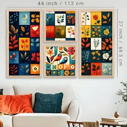 Kotart Brown 4 Pieces Wooden Floral and Botanical Wall Arts image 2