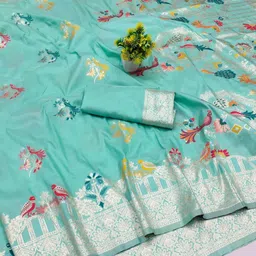 RATNAVALI Ethnic Motifs Zari Art Silk Handloom Paithani Saree image 1