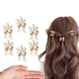 GOWRI TEX Women Set of 10 Pearls Claw Clip image 2