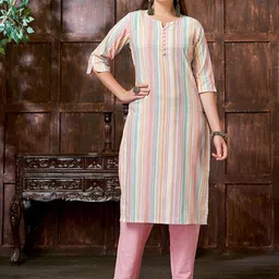 KALINI Striped Straight Kurta With Trouser image 1