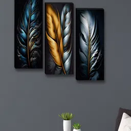 Aura Black & Blue 3 Pieces Wood Other Wall Art-picture-21