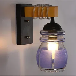 1ST TIME Blue & Purple Wood Abstract Shaped Shaped Wall Lamp image 3