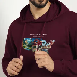 NOBERO Men Graphic Regular Fit Hooded Sweatshirt image 3