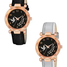 Gopal Shopcart Unisex Dial & Straps Analogue Watch GR379RG BIRD BLK Vel GREY L-picture-38