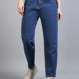 Kolor Fusion Women Blue Mom Fit Mid-Rise Cotton Jeans-picture-14