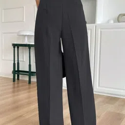 BROADSTAR Women Smart Loose Fit High-Rise Easy Wash Pleated Korean Trousers image 2