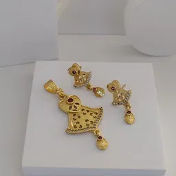 OM KRISHIV COLLECTION Gold-Plated Stone-Studded Jewellery Set-picture-19