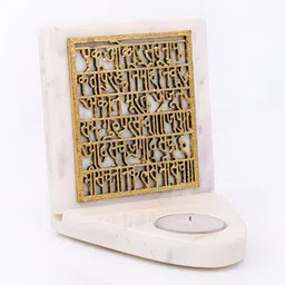 HOMEARTE White & Gold Tealight Marble Candle Holder-image-64