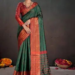 Mitera Woven Design Zari Silk Blend Banarasi Saree-picture-28